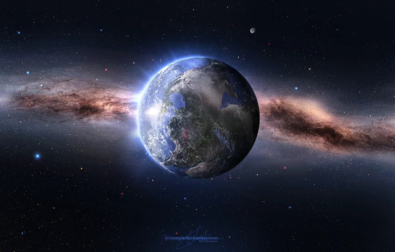 Photo wallpaper Stars, Planet, Space, Earth, Millions of Years