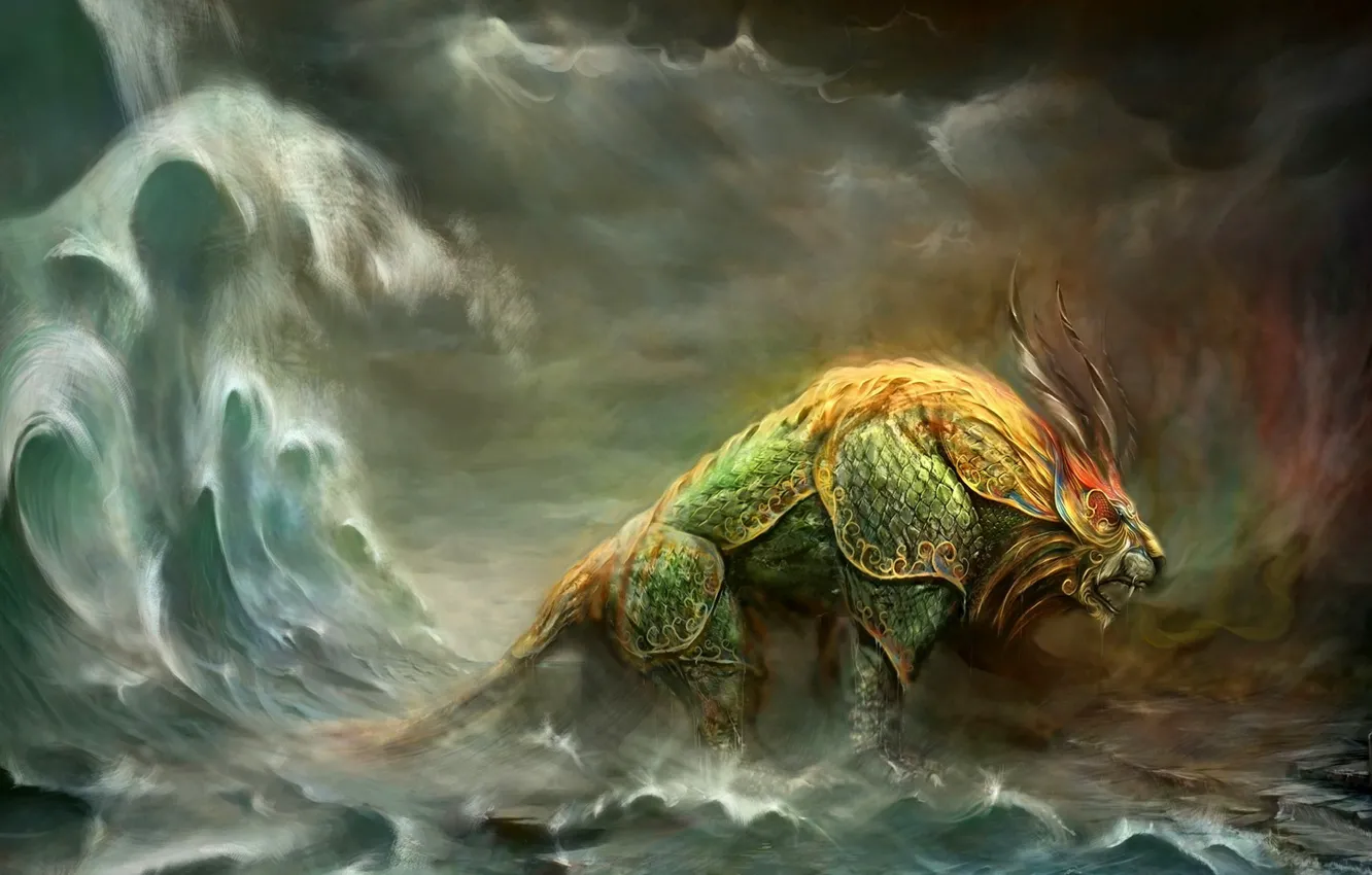 Photo wallpaper sea, monster, Leo