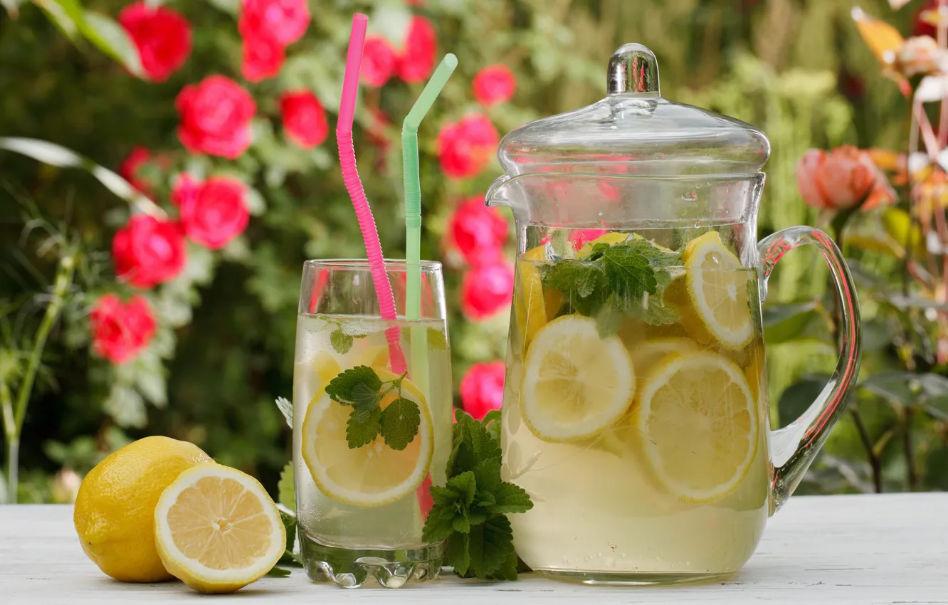 Photo wallpaper lemon, drink, mint