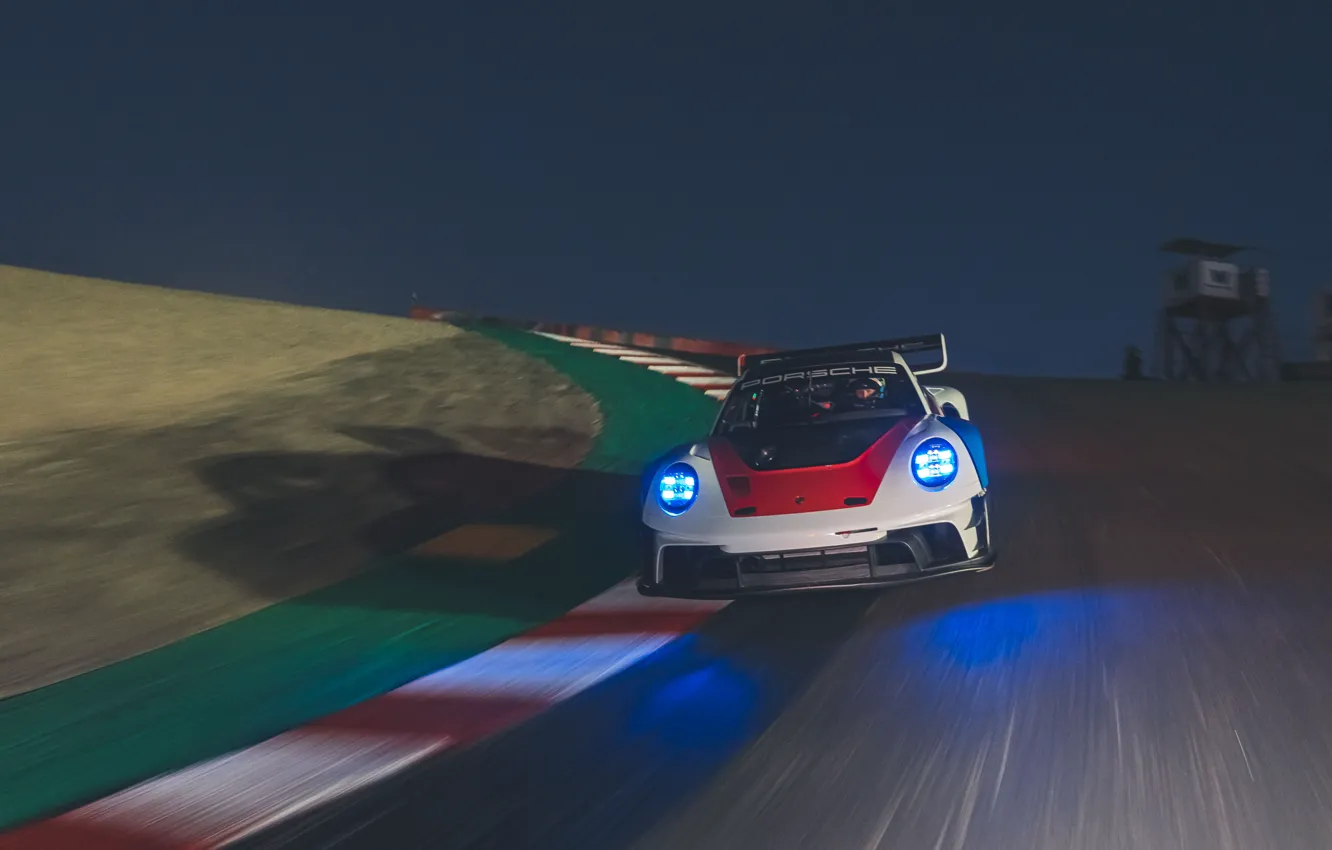 Photo wallpaper car, 911, Porsche, track, front view, Porsche 911 GT3 R racing