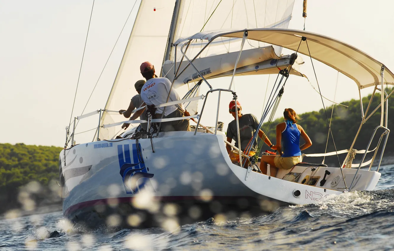 Photo wallpaper sea, the way, people, the wind, yacht, sail