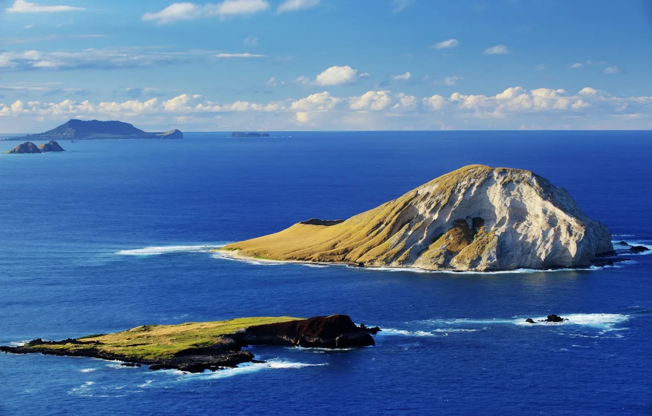 Photo wallpaper sea, the sky, clouds, landscape, rocks, island