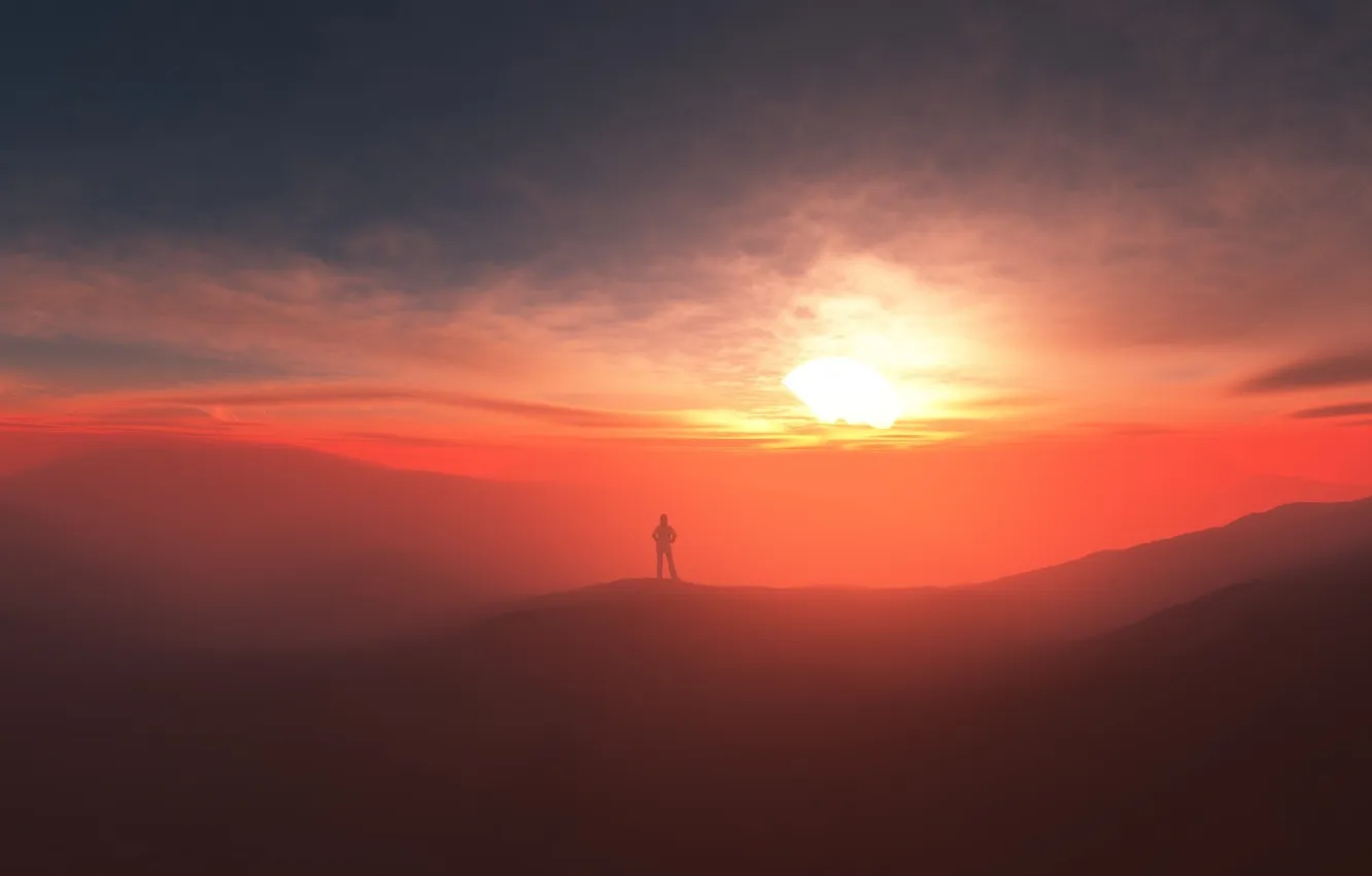 Photo wallpaper fog, people, splendor