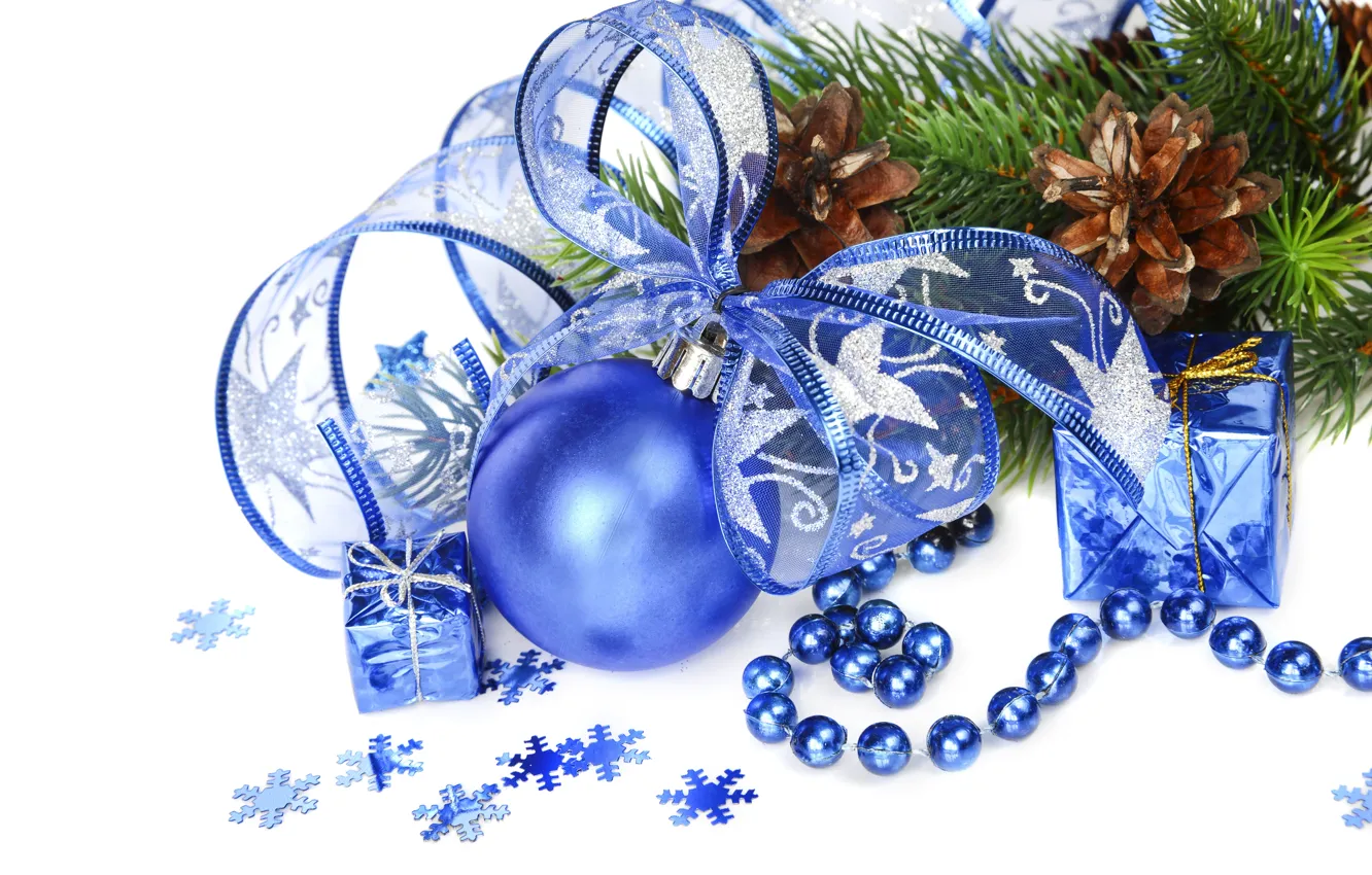 Photo wallpaper decoration, balls, New Year, Christmas, Christmas, blue, New Year, decoration