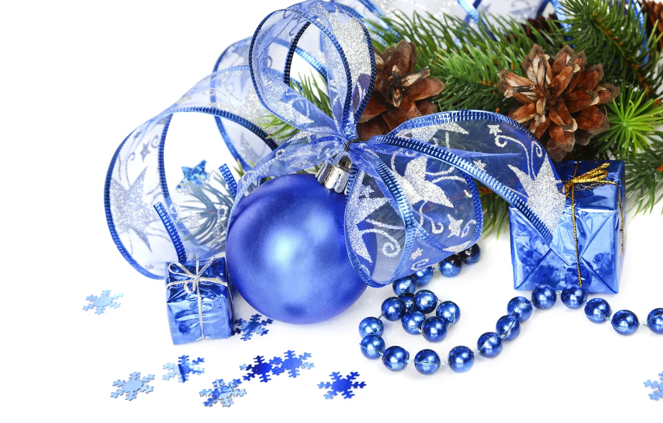 Photo wallpaper decoration, balls, new year, Christmas, Christmas, blue, New Year, decoration
