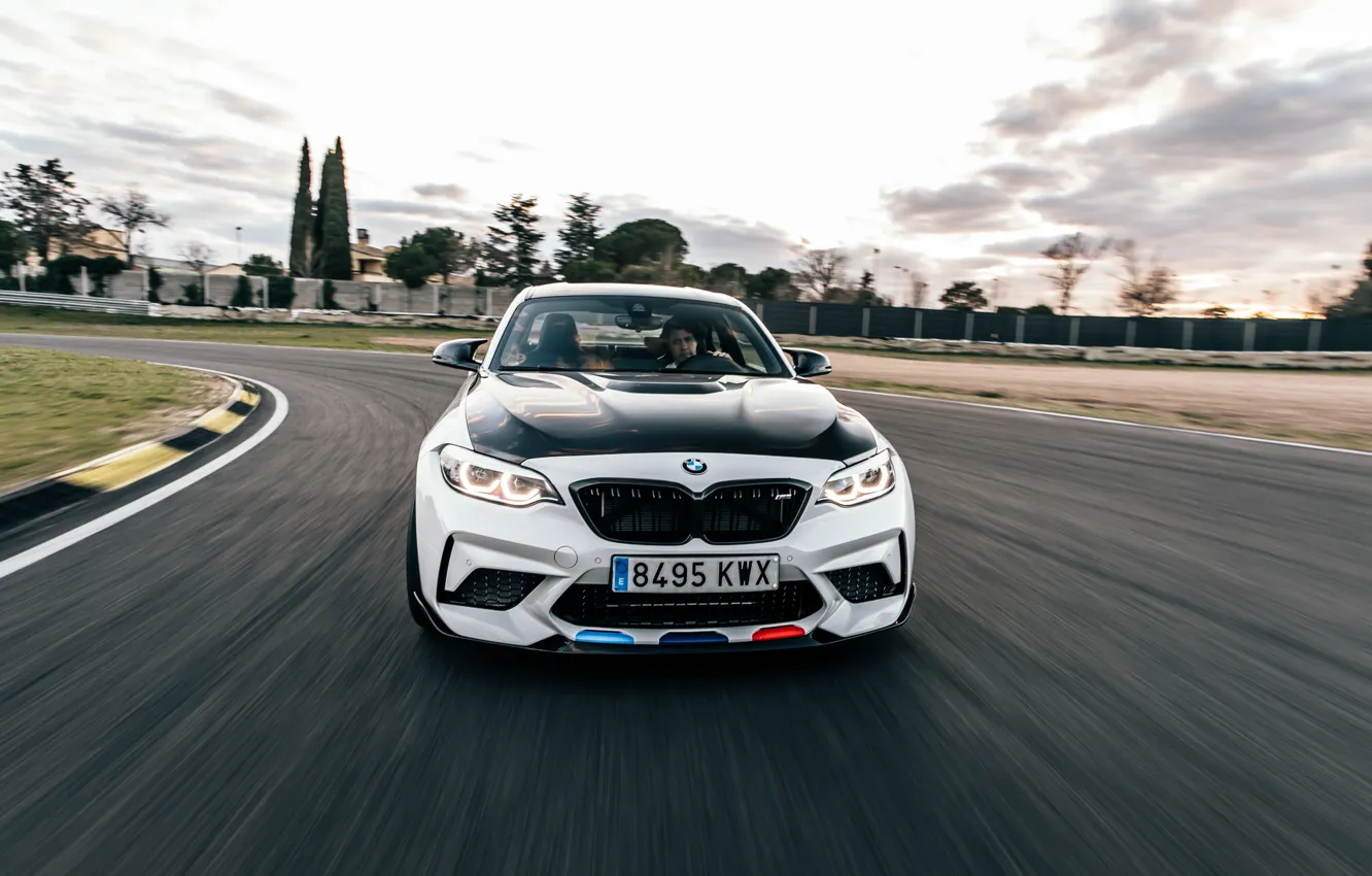 Photo wallpaper speed, BMW, front view, racing track, 2018, Competition, F87, BMW M2
