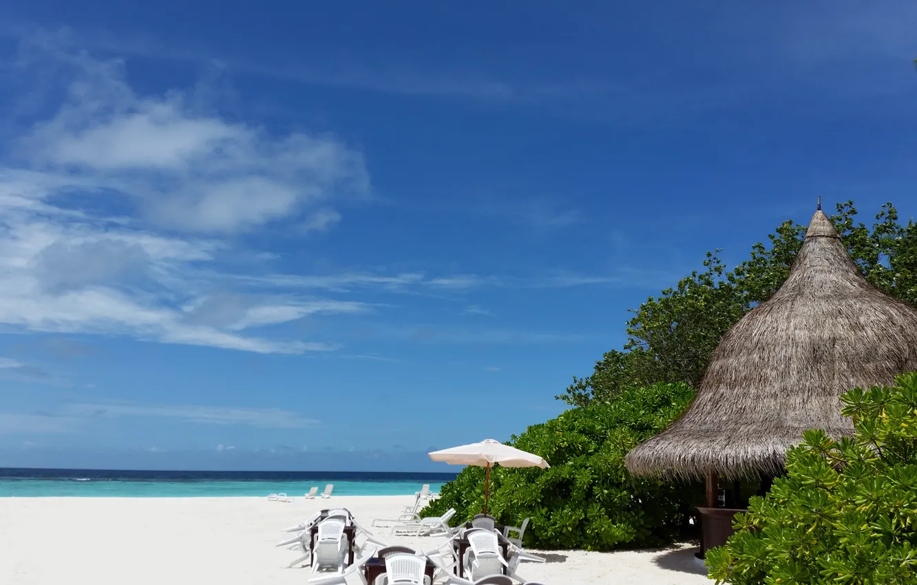 Photo wallpaper beach, the sky, the ocean, stay, island, the Maldives