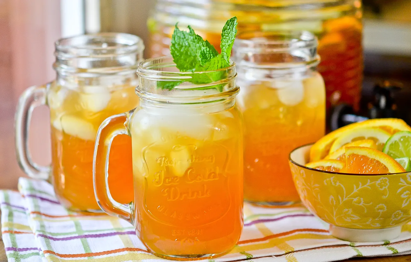 Photo wallpaper drink, citrus, mint, lemonade