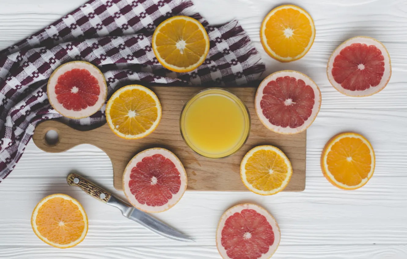 Photo wallpaper orange, juice, drink, grapefruit, slices, fresh