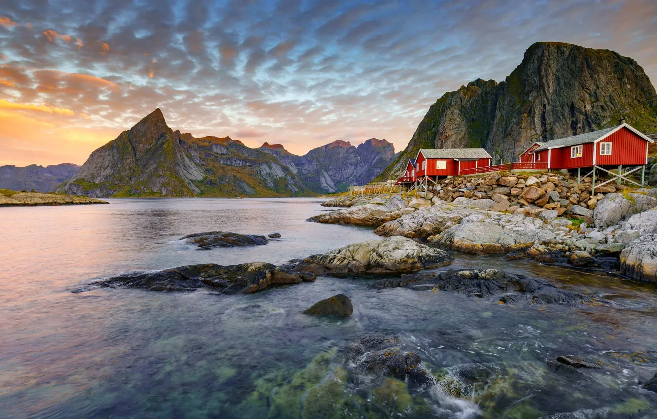 Photo wallpaper mountains, home, Norway, the fjord