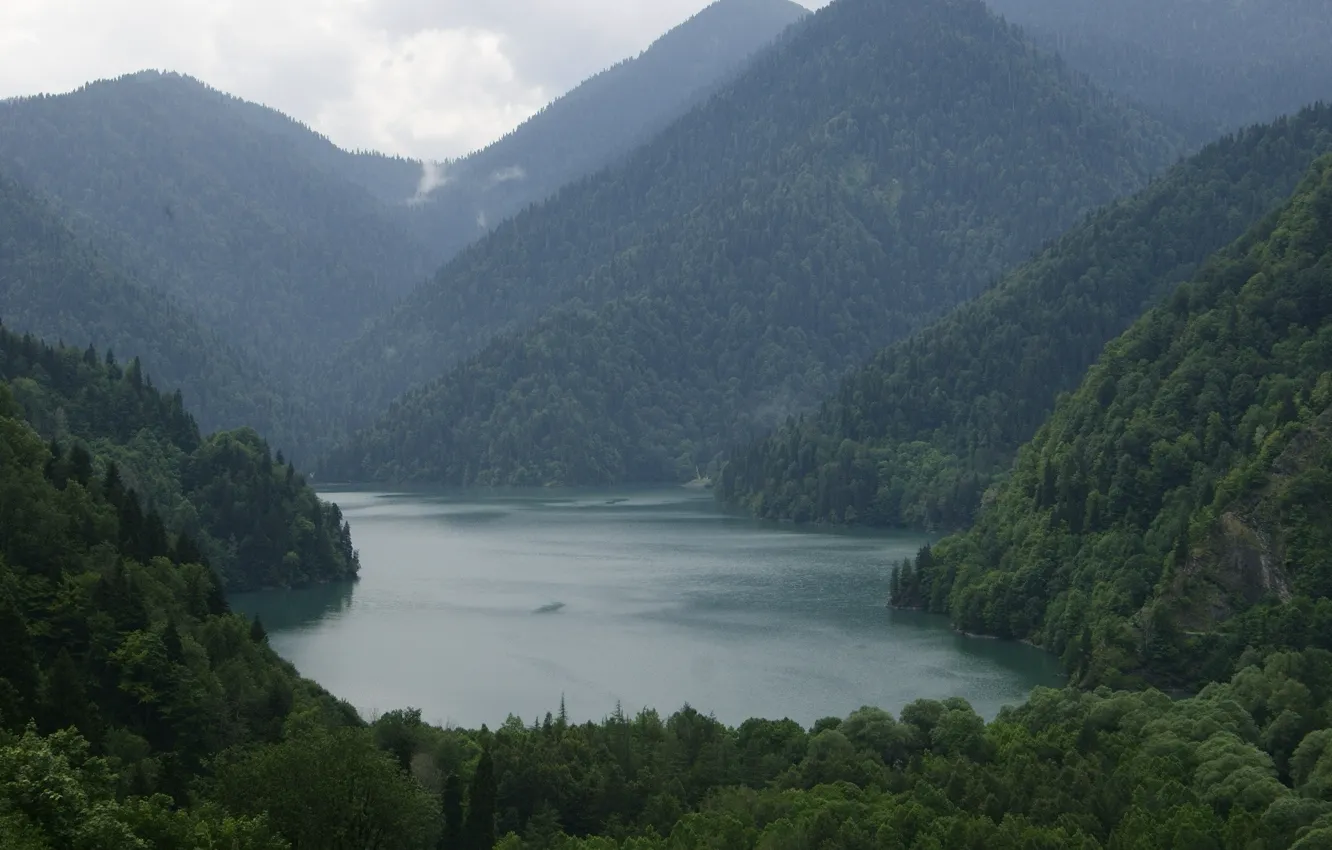 Photo wallpaper greens, the sky, mountains, nature, lake, the air