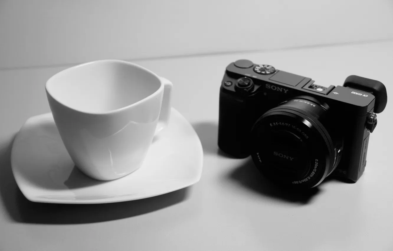 Photo wallpaper white, black, sony, cup, mood, situation, a6000