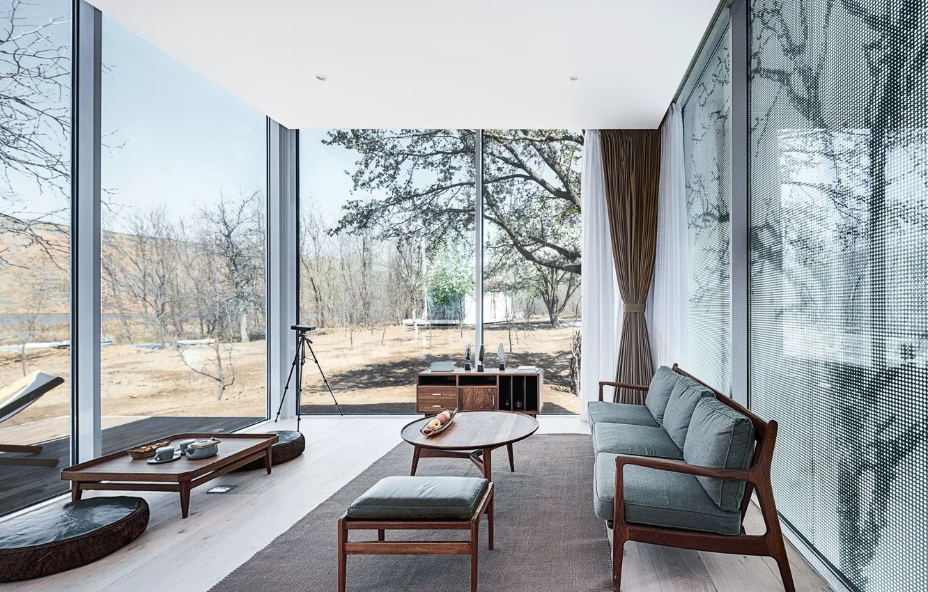 Photo wallpaper interior, China, living room, Area, super five-star hotel, wild luxury, Unique view of the Gobi …