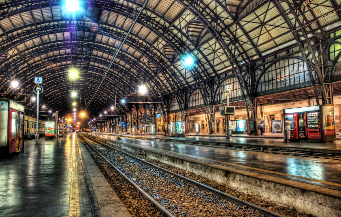 Photo wallpaper Train, Milan, Milano, Architecture, Railroad
