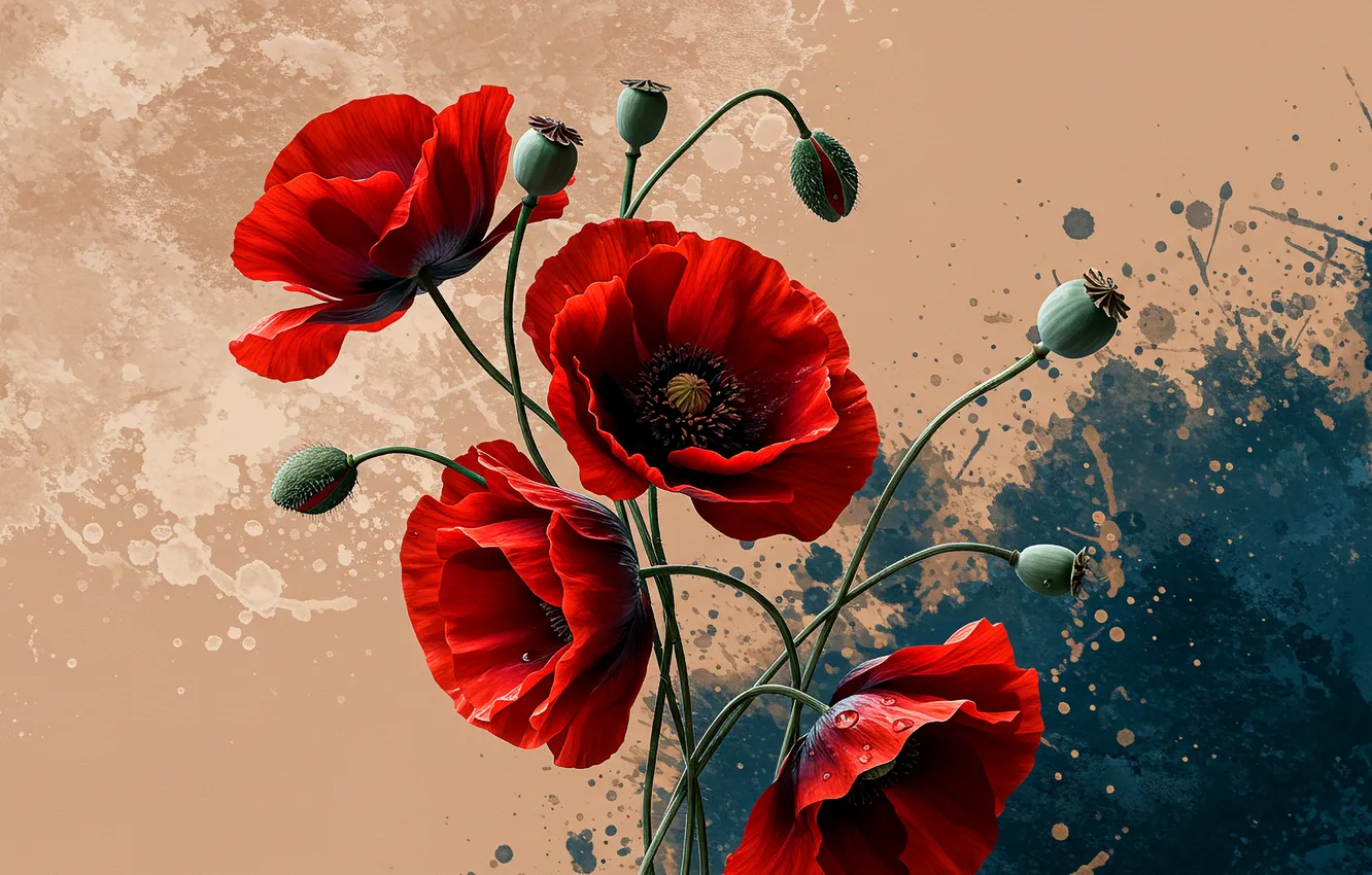 Photo wallpaper flowers, squirt, background, Wallpaper, paint, Maki, art, wallpaper