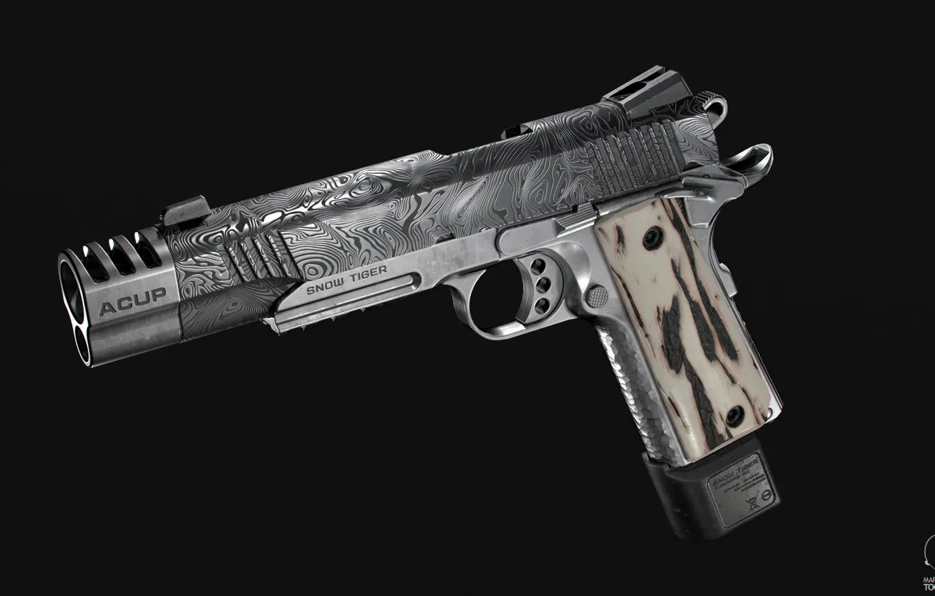 Photo wallpaper gun, weapons, gun, weapon, engraving, custom, custom, M1911