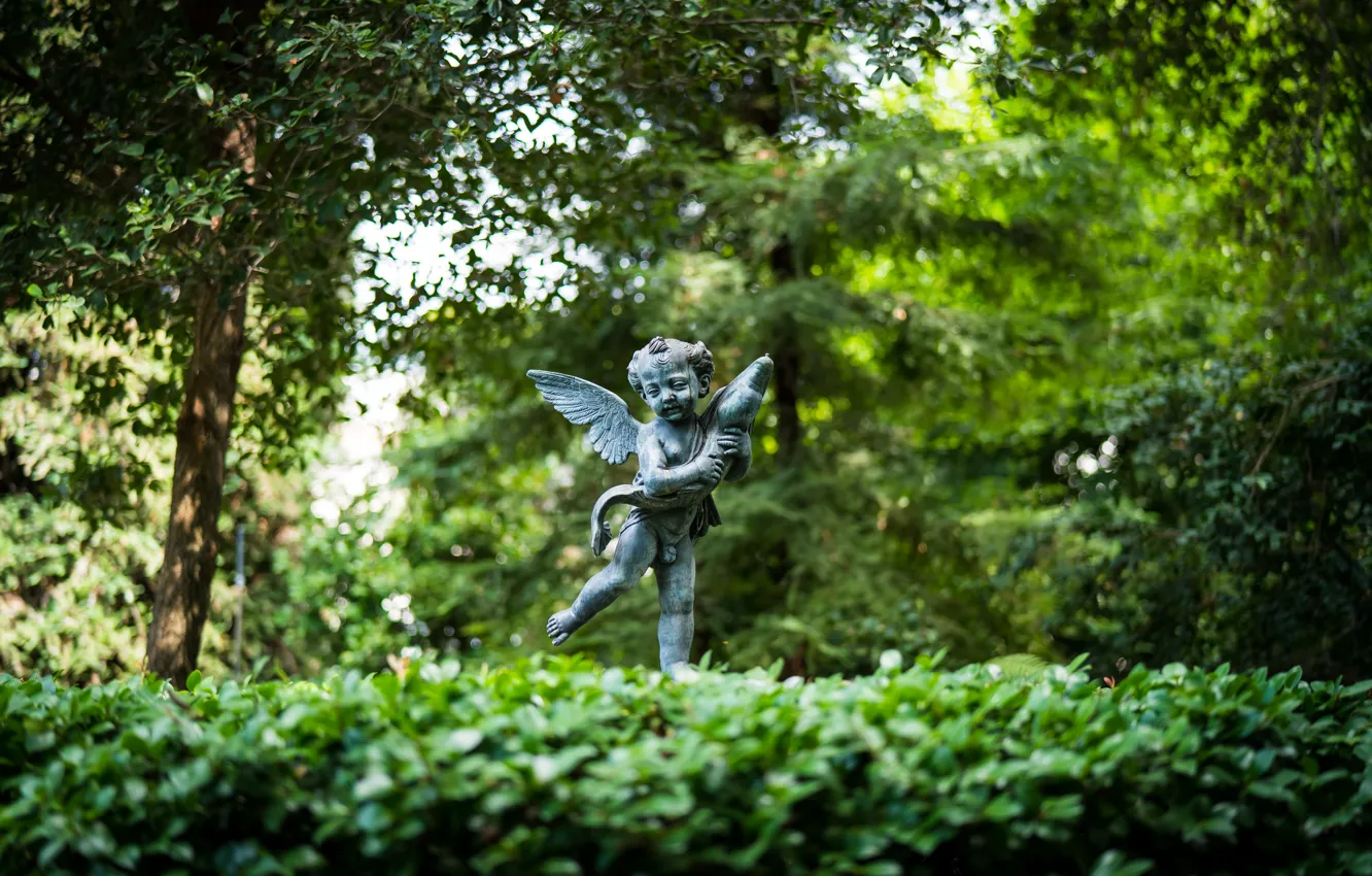 Photo wallpaper angel, garden, garden, Landscape design, Ancient garden sculptures, Architectural heritage, Architectural Heritage, Landscaping