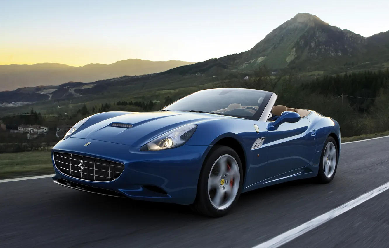 Photo wallpaper road, mountains, blue, Ferrari, California, Package