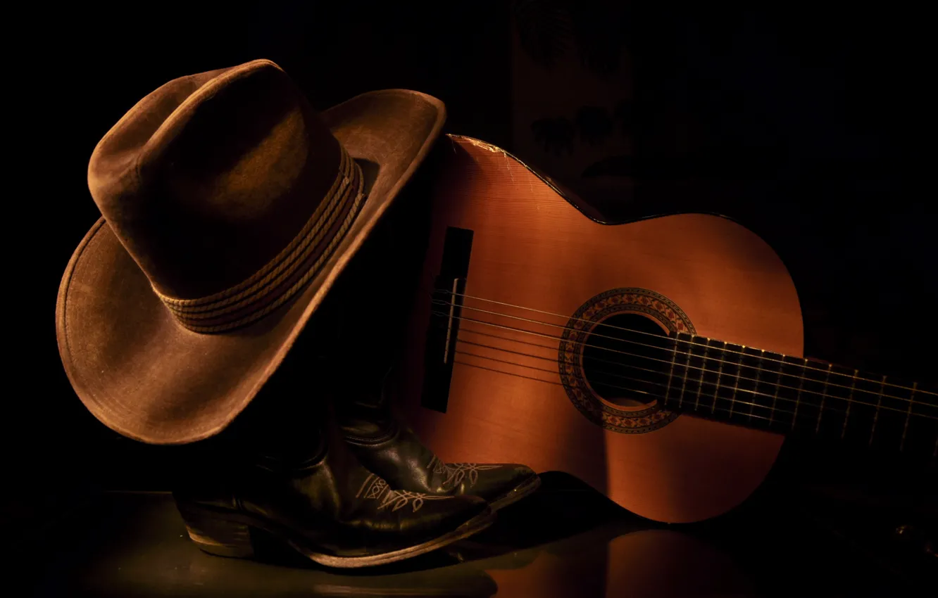 Photo wallpaper background, guitar, hat