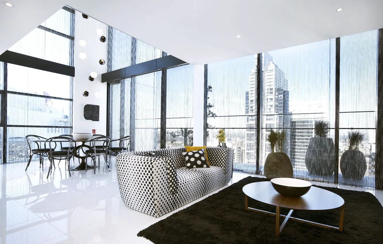 Photo wallpaper design, the city, style, room, interior, penthouse, megapolis