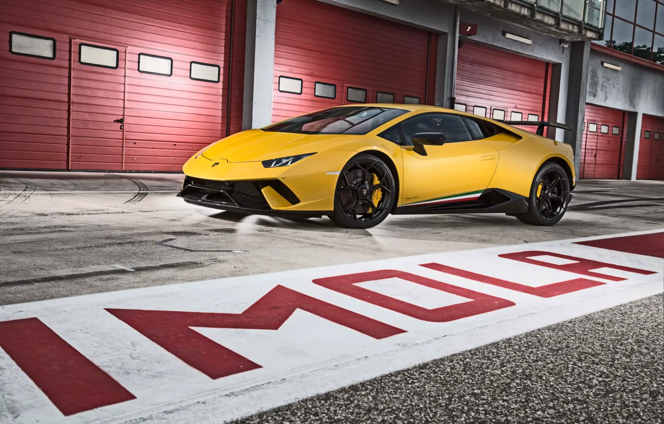 Photo wallpaper Lamborghini, yellow, Huracan, Huracan Performante, Lamborghini Huracan Performance