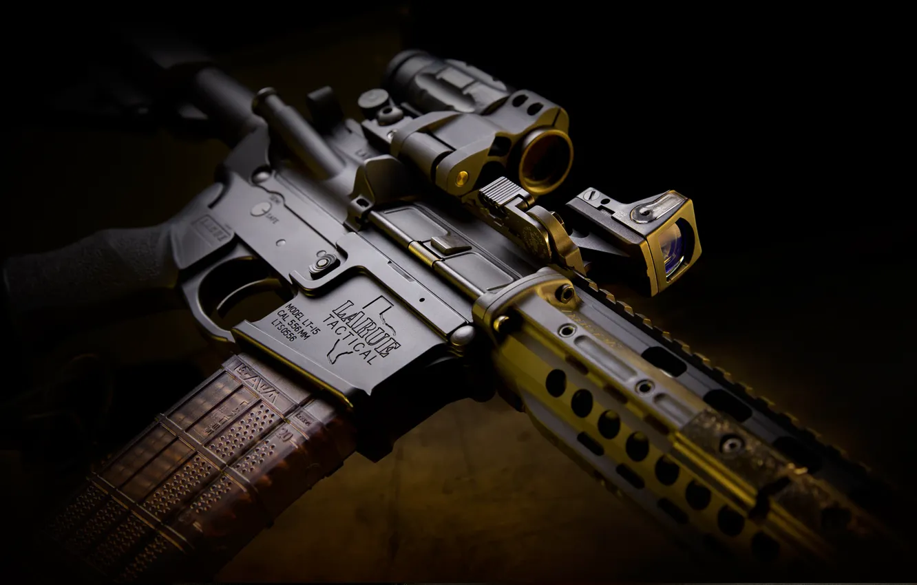 Photo wallpaper close-up, optics, twilight, assault rifle, Larue Tactical