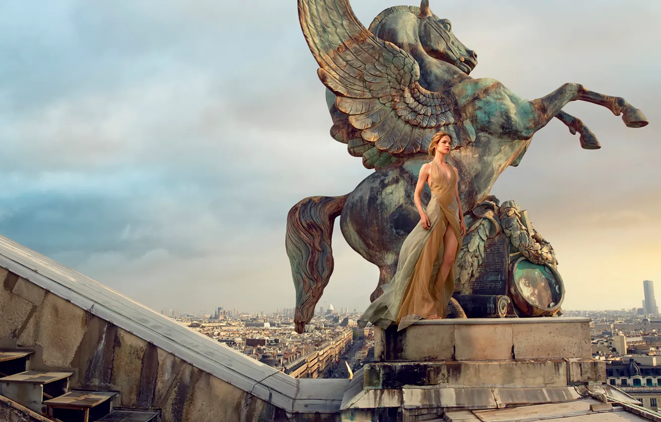 Photo wallpaper photoshoot, Natalia Vodianova, Vogue