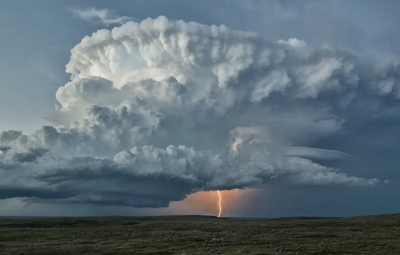 Photo wallpaper summer, storm, rain, sky, lightning, sunset, blue, cloud