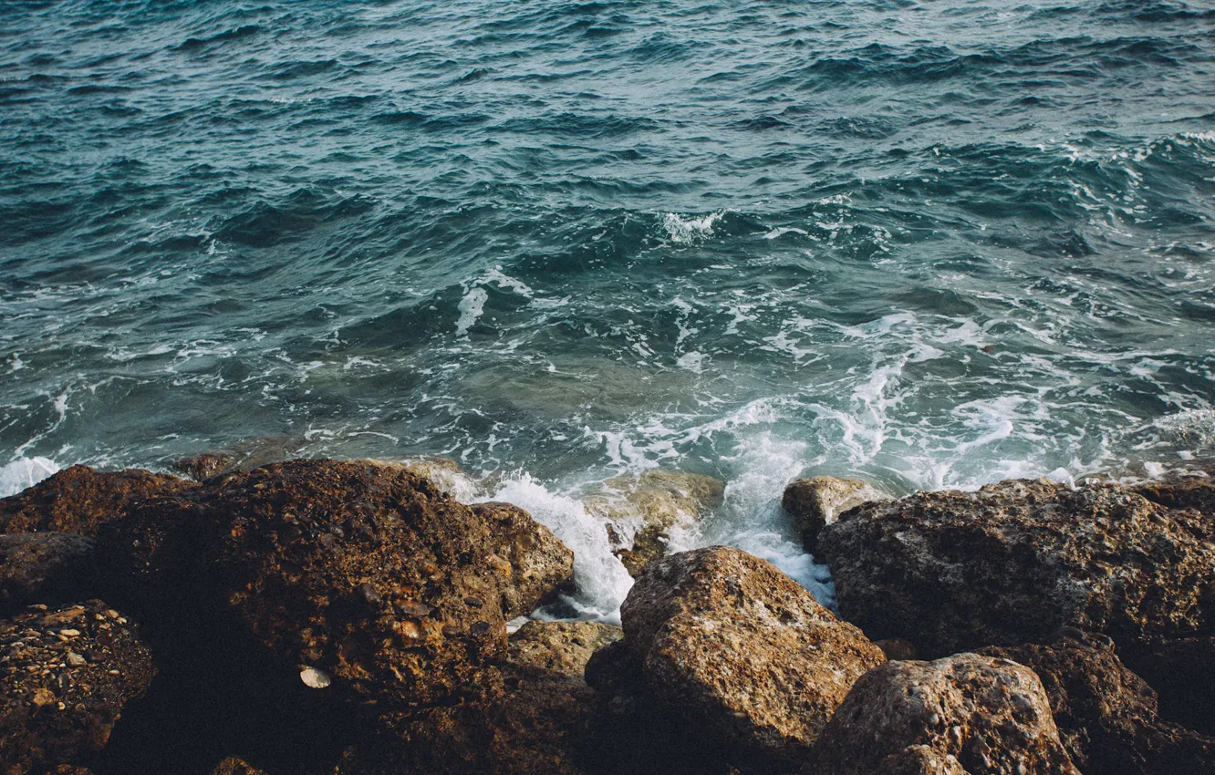 Photo wallpaper water, stones, the Mediterranean sea