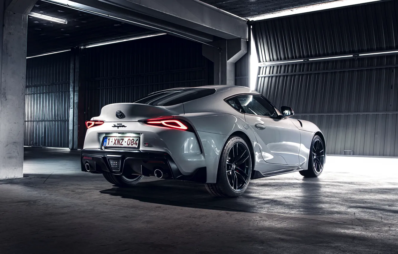 Photo wallpaper white, coupe, Toyota, Supra, the fifth generation, in the room, mk5, double