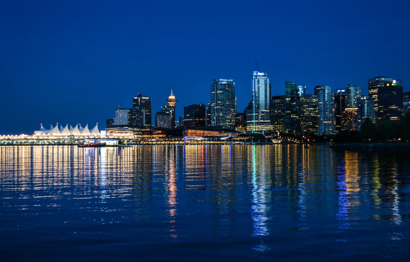 Photo wallpaper night, Canada, Vancouver, Canada, night, Vancouver