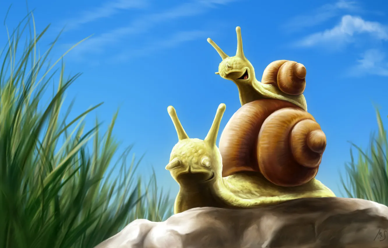 Photo wallpaper snails, son, dad, will cetait