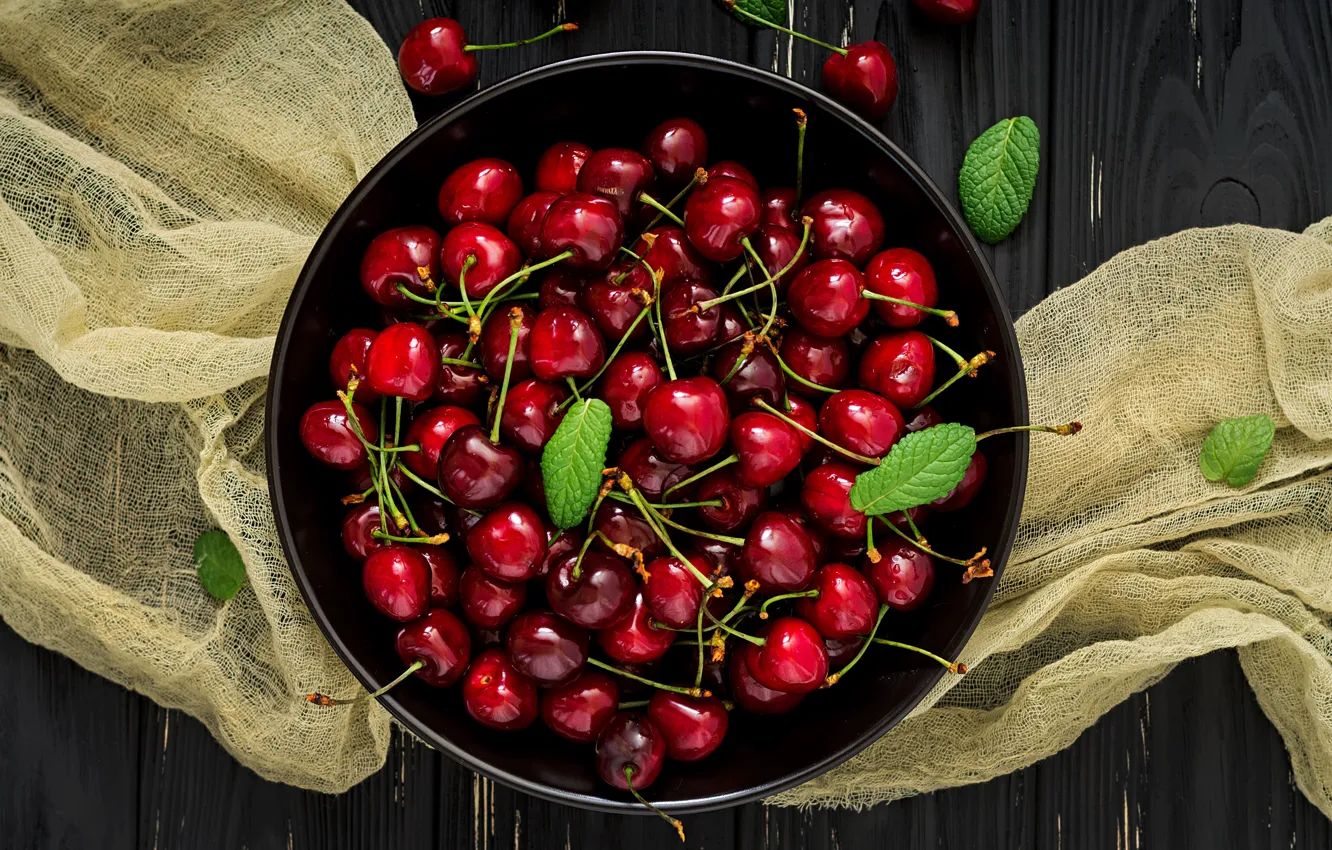 Photo wallpaper berries, fresh, cherry, cherry, berries