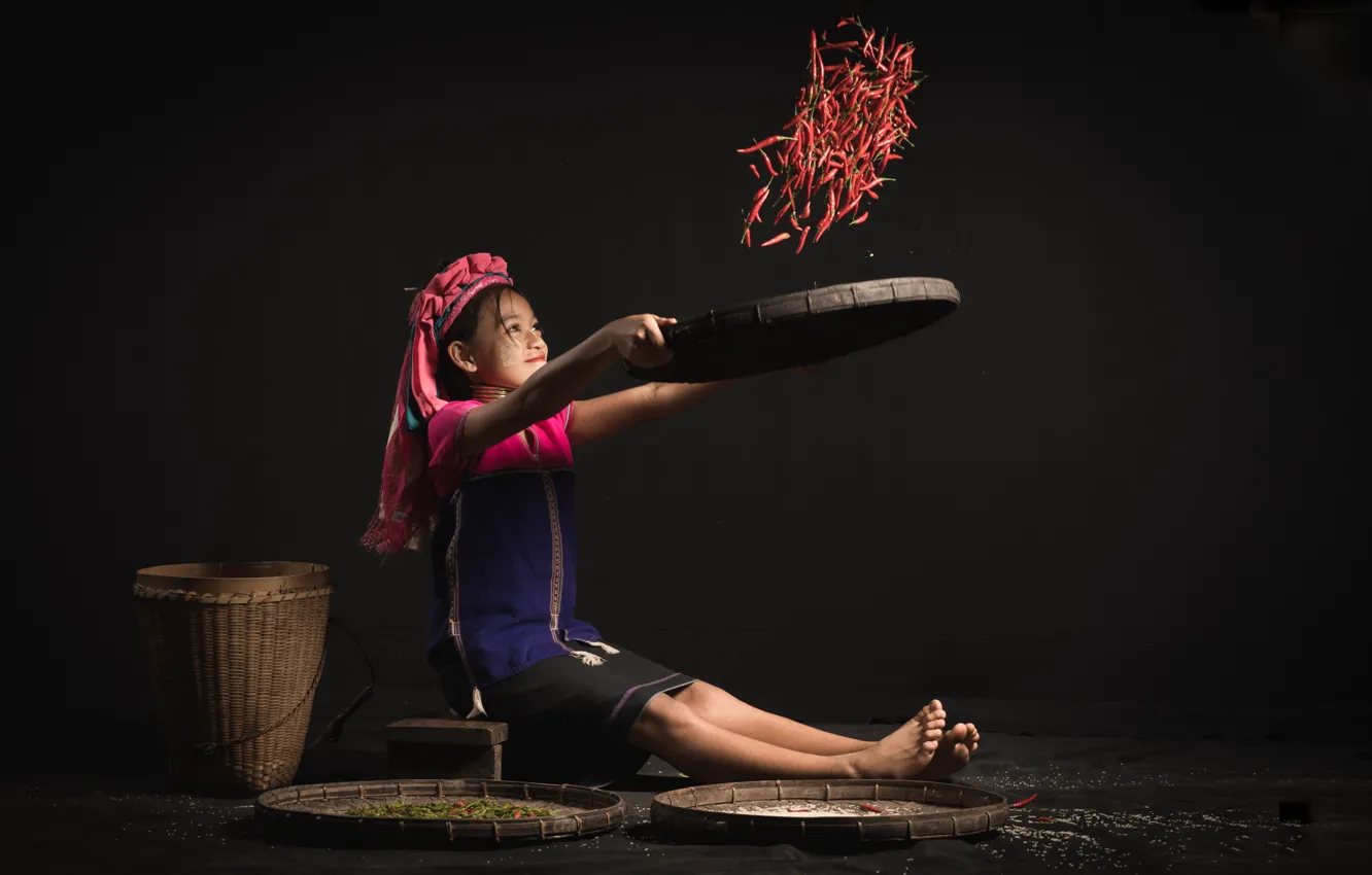 Photo wallpaper background, girl, pepper