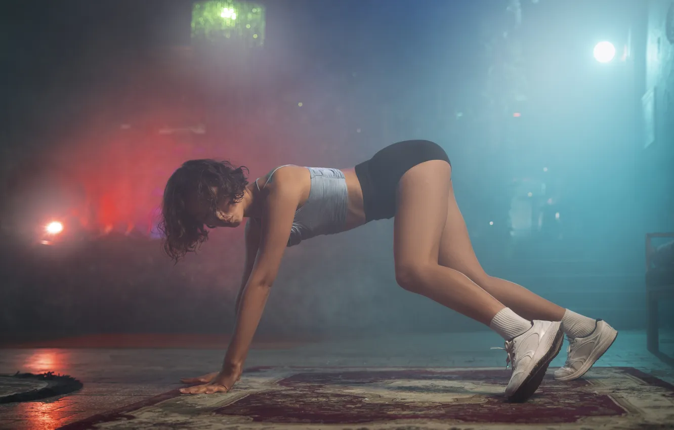 Photo wallpaper party, woman, dancing, indoor, twerking