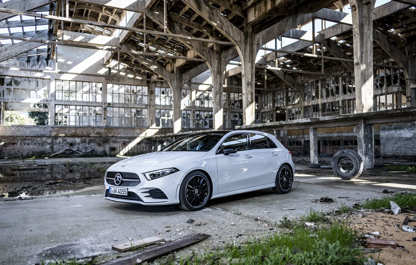 Photo wallpaper Mercedes, White, 2018, A-class