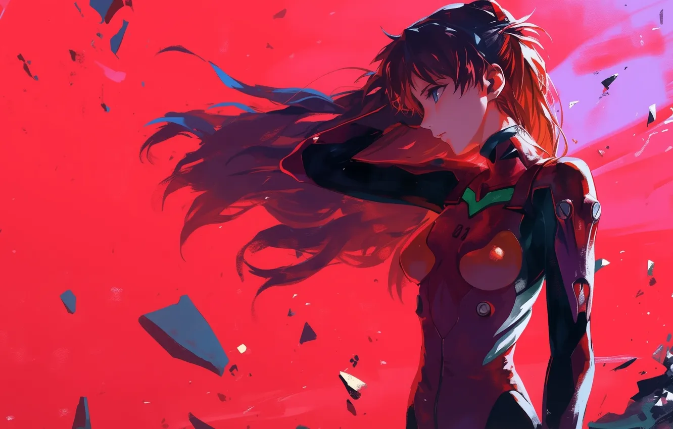 Photo wallpaper red, girl, anime