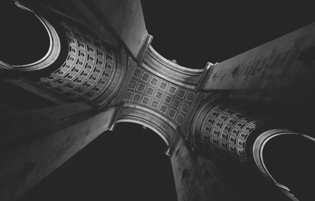 Photo wallpaper Paris, France, Europe, black and white, Arc de Triomphe, architecture, b/w, construction