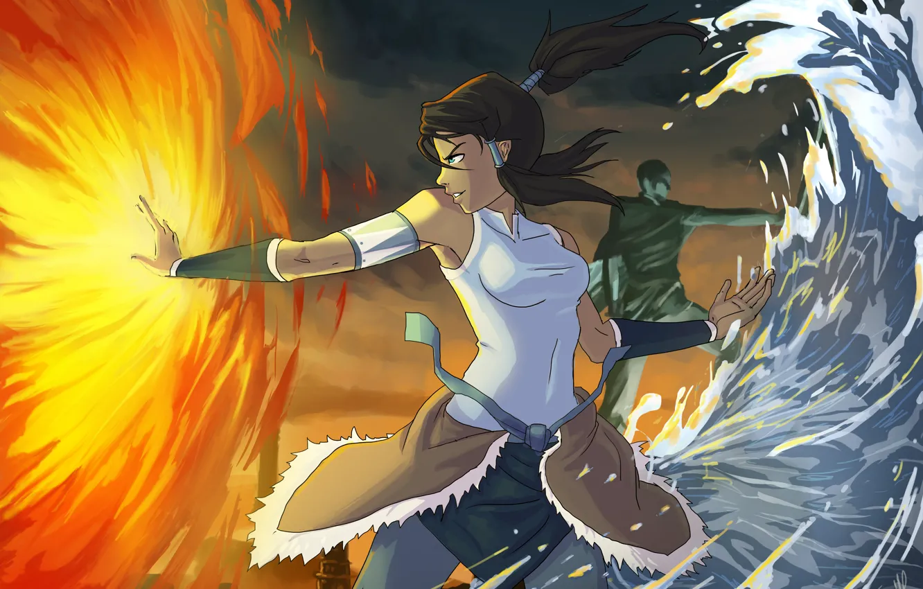 Photo wallpaper water, girl, flame, element, art, Avatar, The legend of Korra, Idriu95