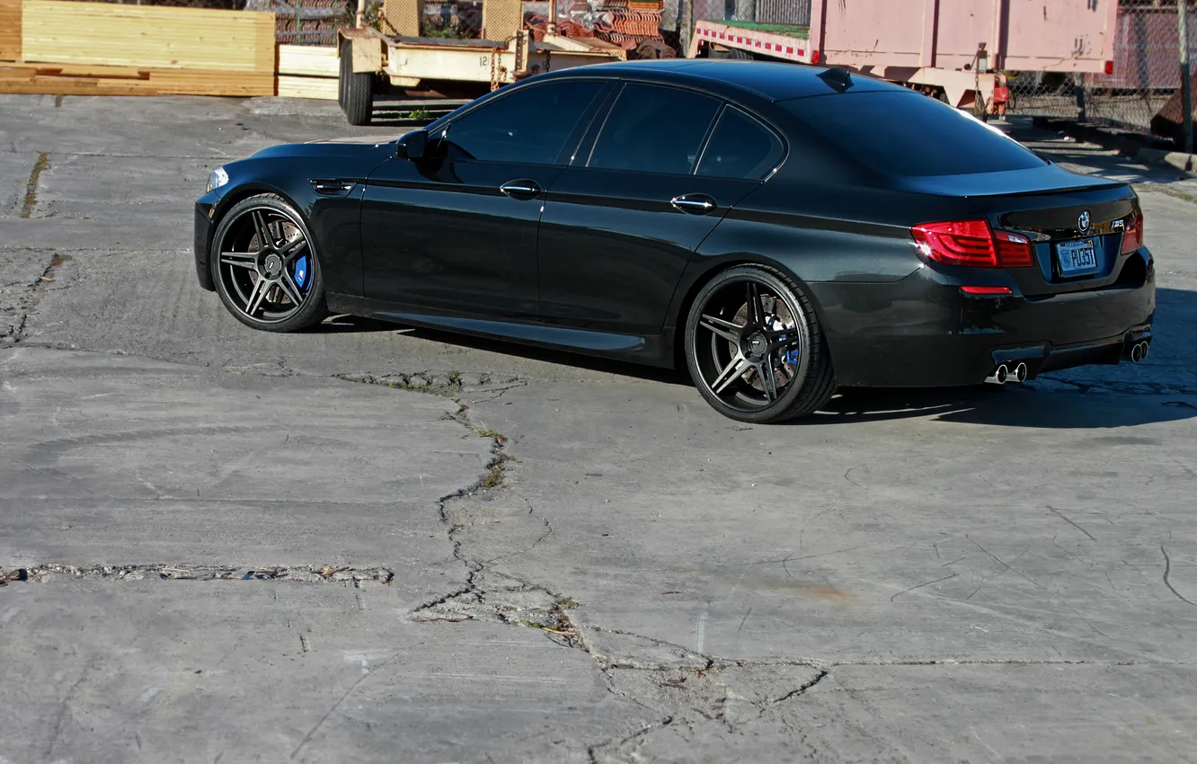 Photo wallpaper black, BMW, BMW, profile, drives, black, F10, tinted
