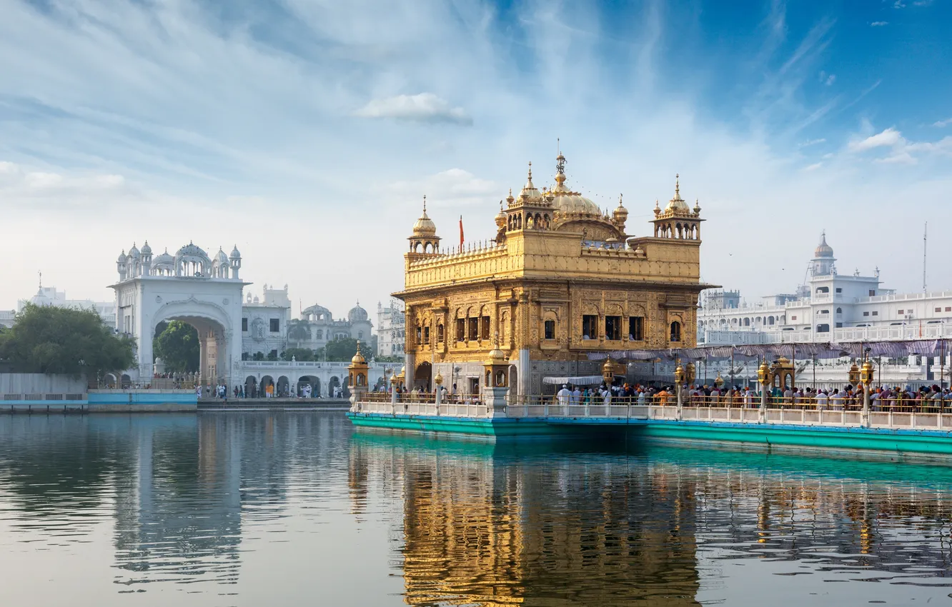 Photo wallpaper the city, lake, India, arch