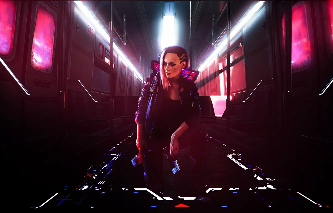 Photo wallpaper girl, metro, cyberpunk, Cyberpunk 2077