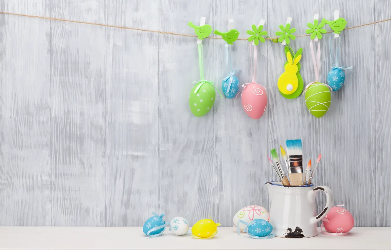 Photo wallpaper Easter, wood, spring, Easter, eggs, decoration, Happy, tender