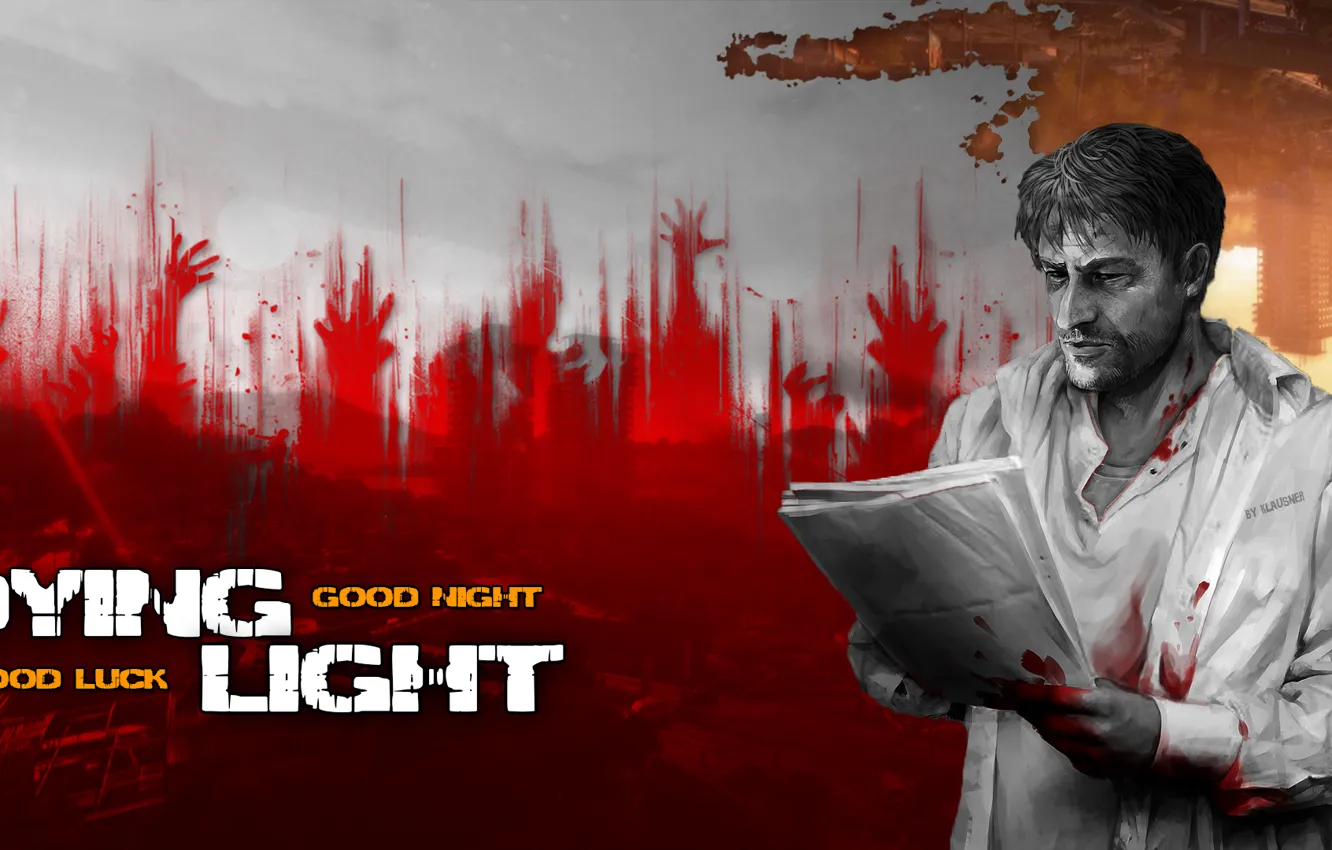 Photo wallpaper The city, The game, Blood, Apocalypse, Zombies, Turkey, Black and white, Dying Light