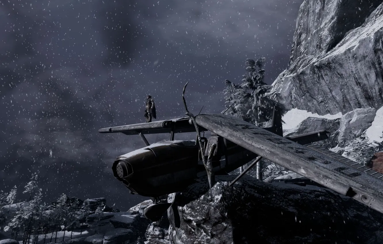 Photo wallpaper winter, snow, trees, mountains, game, survival game, Gamescom 2018, Fade to Silence