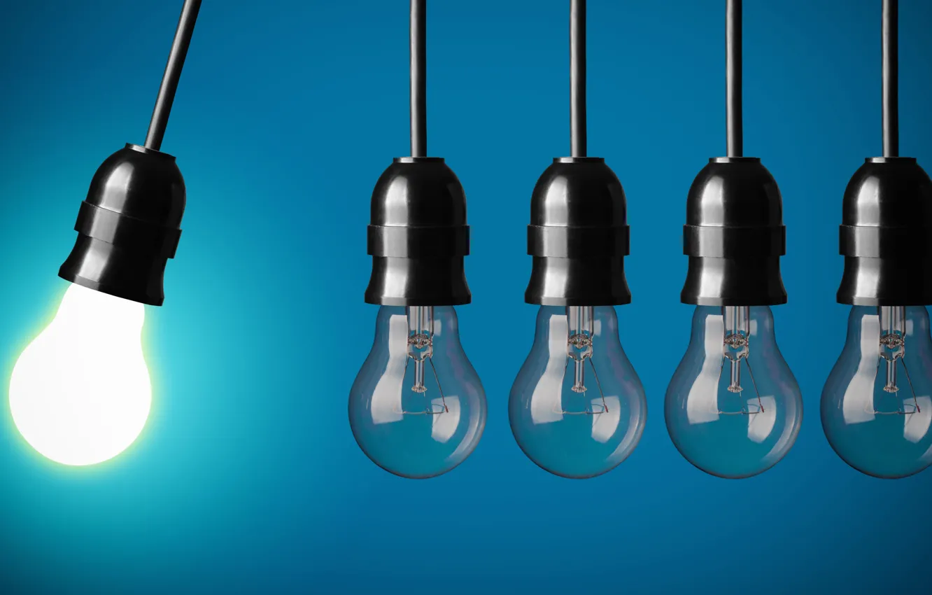 Photo wallpaper energy, off, light bulbs