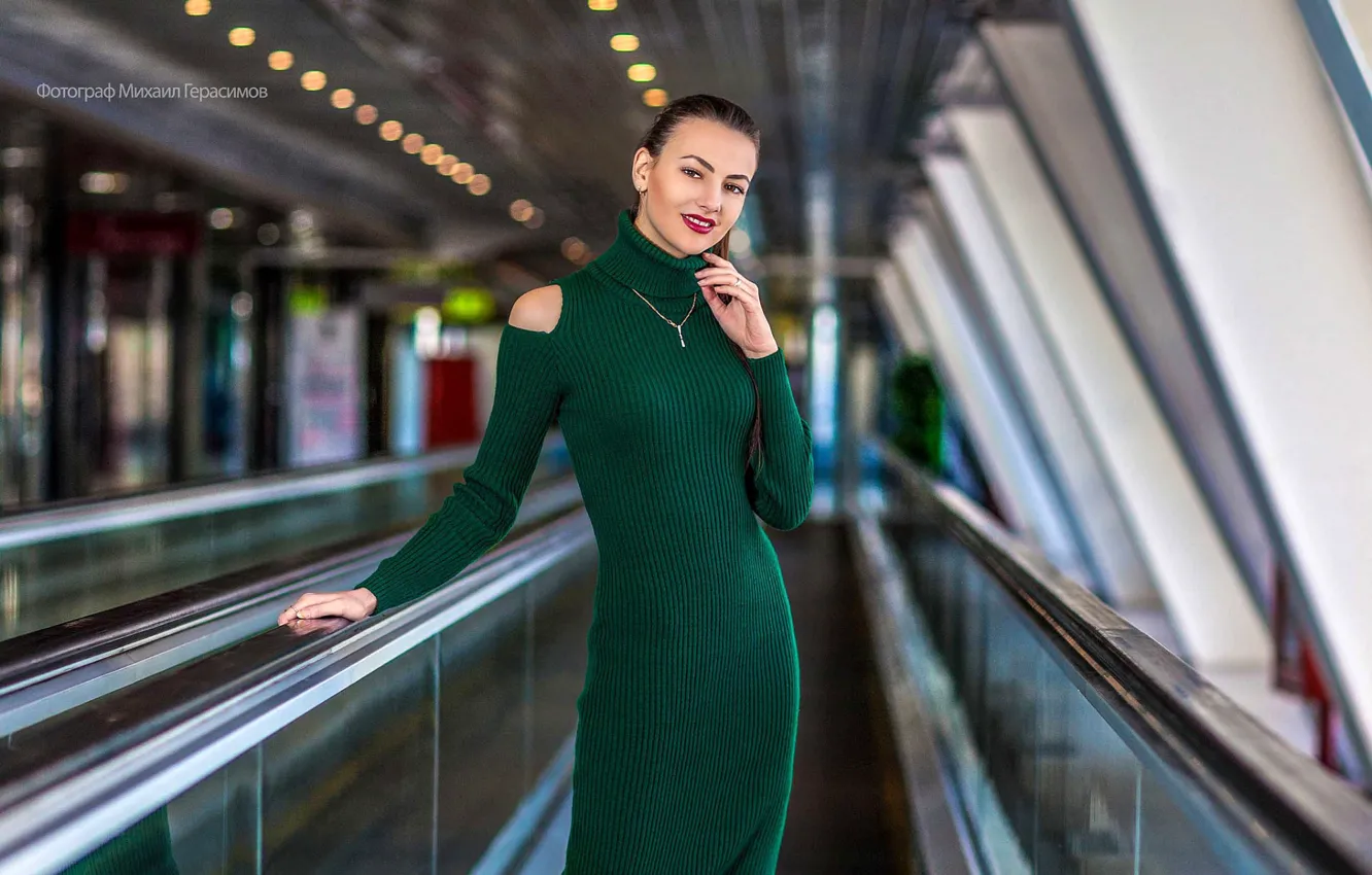 Photo wallpaper look, girl, pose, smile, model, portrait, makeup, figure