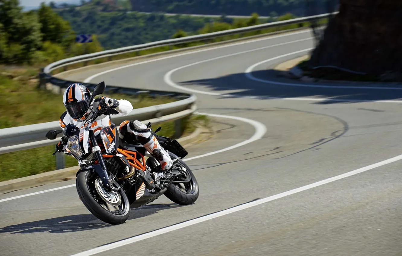 Photo wallpaper speed, motorcycle, moto, KTM, 2013, 390 Duke, movement.