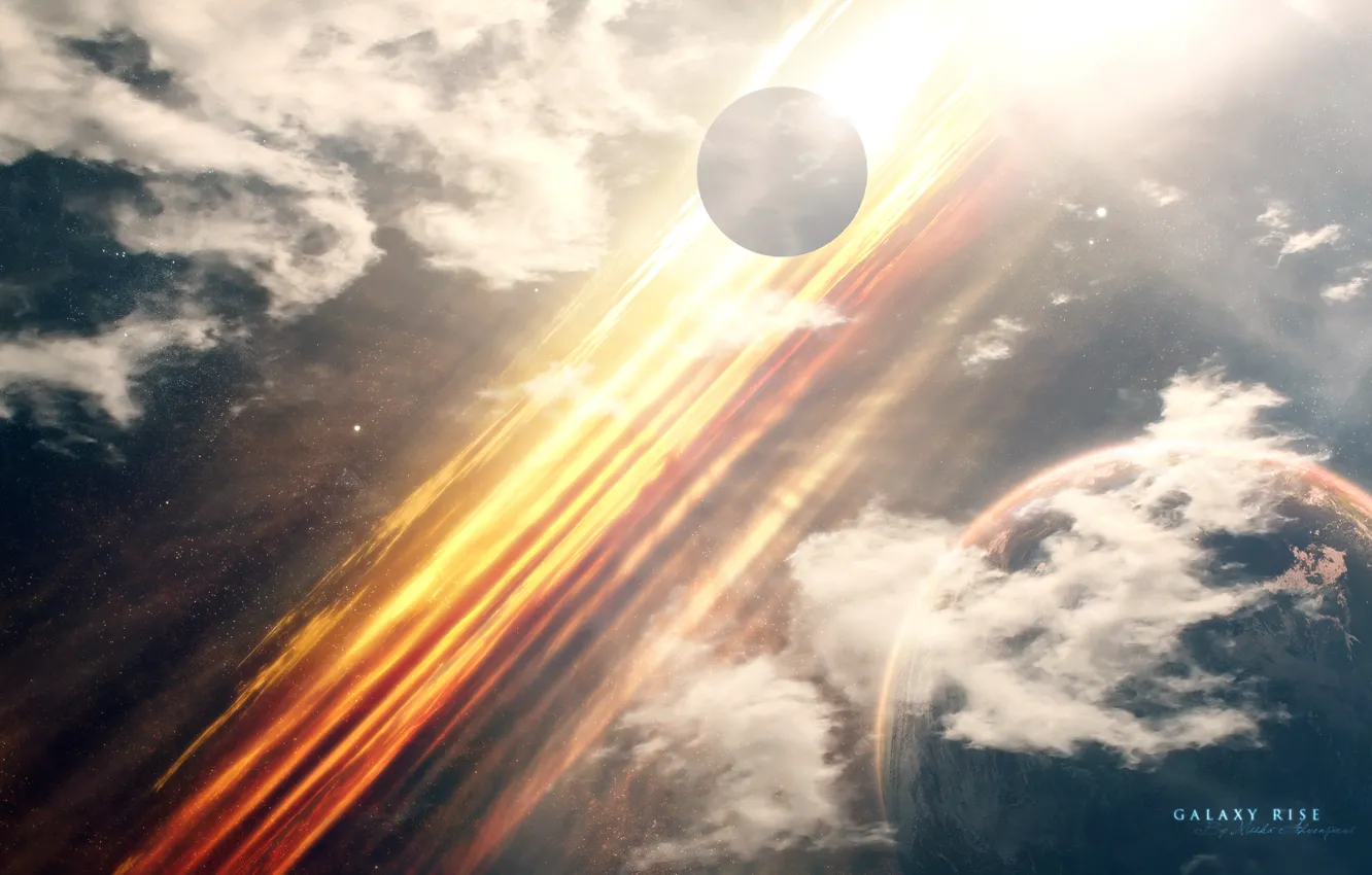 Photo wallpaper the sky, space, stars, night, the universe, planet, galaxy