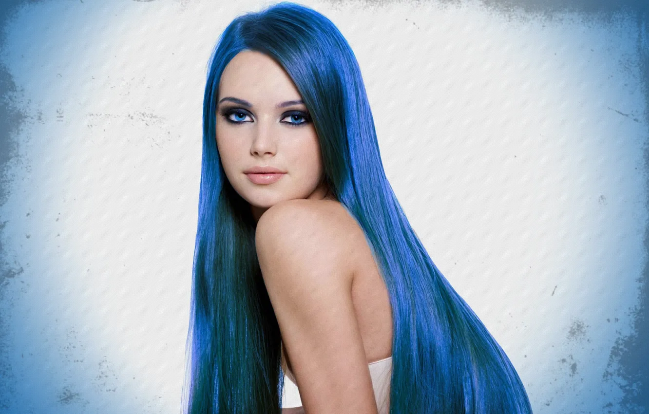 Photo wallpaper Girl, hair, blue